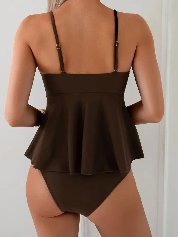 Coco | Conjunto de tankini peplum que cubre el vientre
