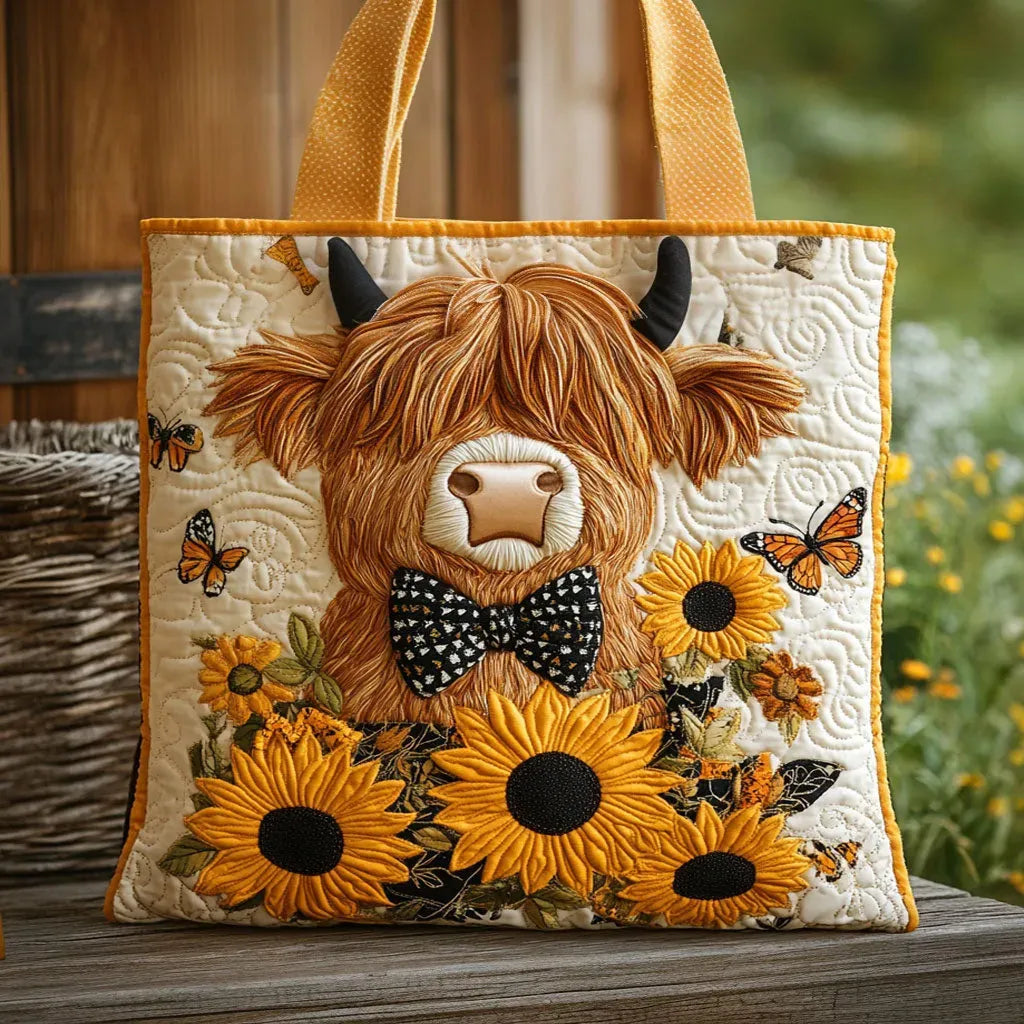 Bolso Artesanal - Vaca de las Tierras Altas con Girasoles