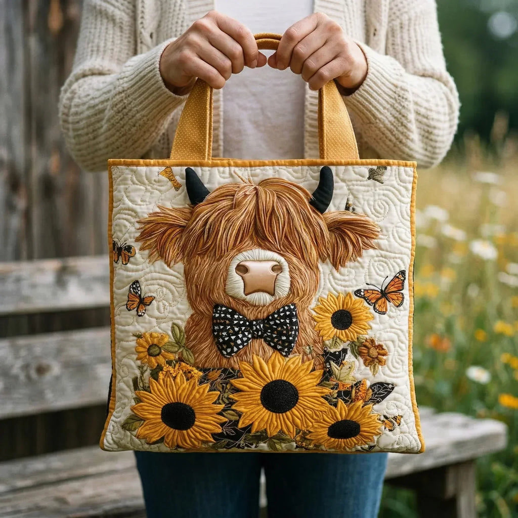 Bolso Artesanal - Vaca de las Tierras Altas con Girasoles